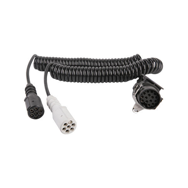 سیم پیچ مارپیچ PU 7 قطبی، یکی دوشاخه 15 پین، دو شاخه دیگر 24 ولتی پلاستیکی، طول کابل 1 متر، 2 متر، 3 متر.. JH047-G